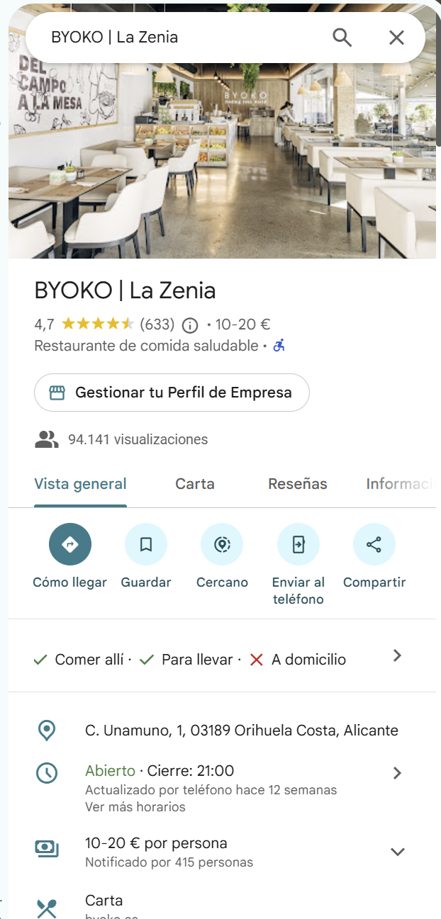 Imagen de BYOKO · La Zenia de su perfil de Google.